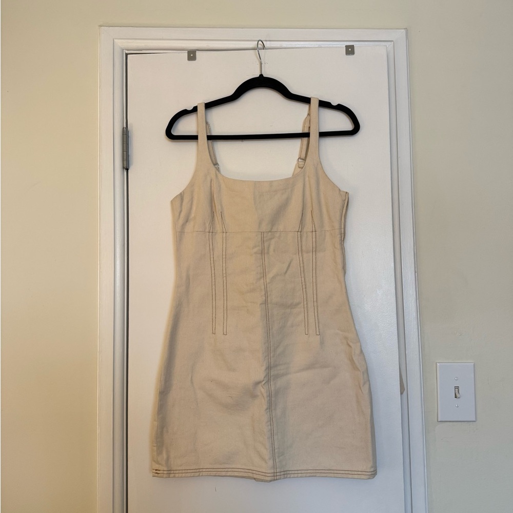 Cream Denim Mini Dress